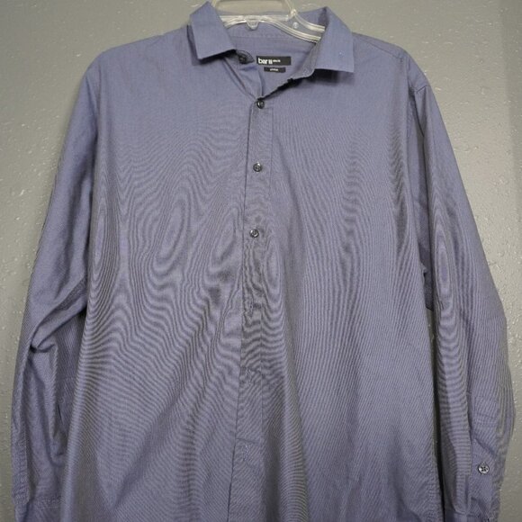 Bar III Mens Blue Button Down Stretch Slim Fit Long Sleeve Shirt Size Large - Picture 2 of 9